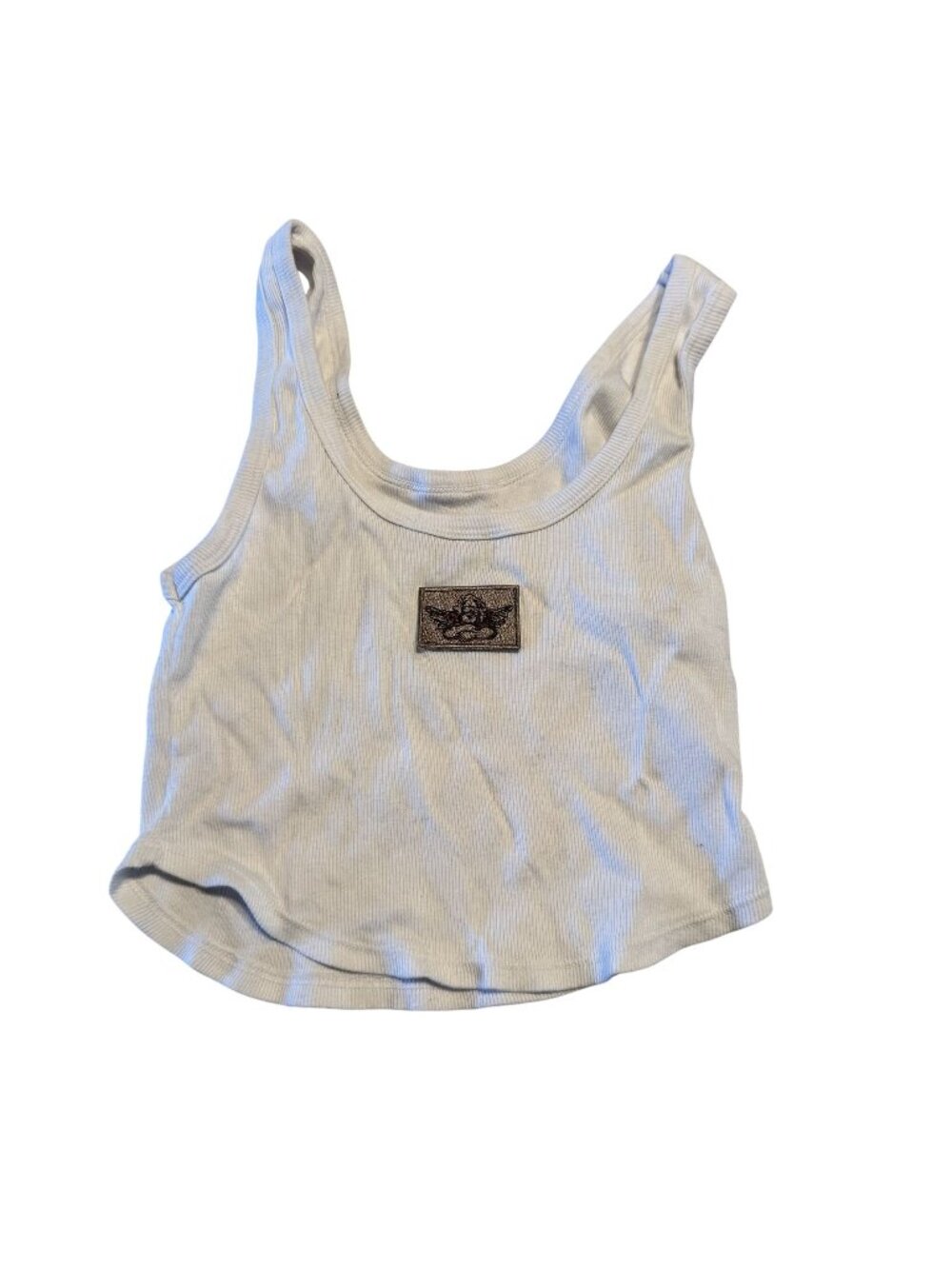 Boys Lie White Logo Patch Cropped Cotton Blend Tank Top Women's Size Large L - Picture 1 of 4